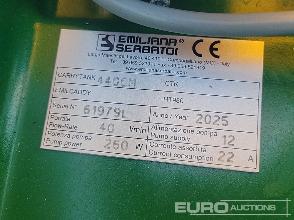 Резервоар за съхранение Unused 2025 Emiliana Serbatoi 440 Litre Plastic Fuel Bowser, Electric Pump: снимка 15