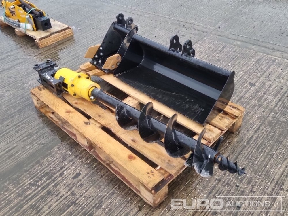 Unused 32" Ditching, 8" Digging Bucket, Hydraulic 200mm Auger Flight & Drive 25mm Pin to suit Mini Excavator - Кофа: снимка 1 Unused 32" Ditching, 8" Digging Bucket, Hydraulic 200mm Auger Flight & Drive 25mm Pin to suit Mini Excavator - Кофа: снимка 1