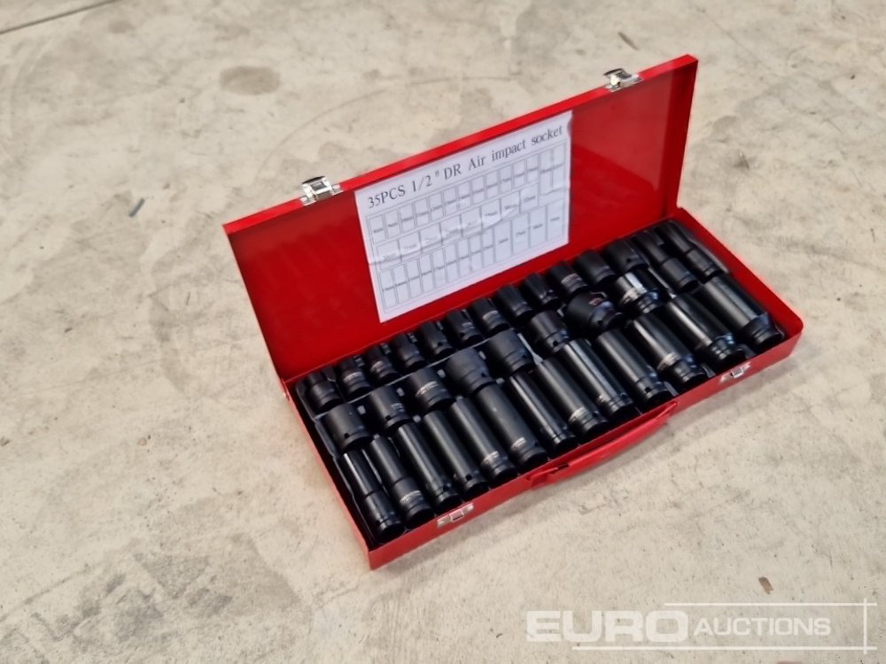 Unused 35 Piece 1/2" Drive Air Impact Socket Set, Steel Case - Оборудване за гаражи/ Работилници: снимка 1 Unused 35 Piece 1/2" Drive Air Impact Socket Set, Steel Case - Оборудване за гаражи/ Работилници: снимка 1