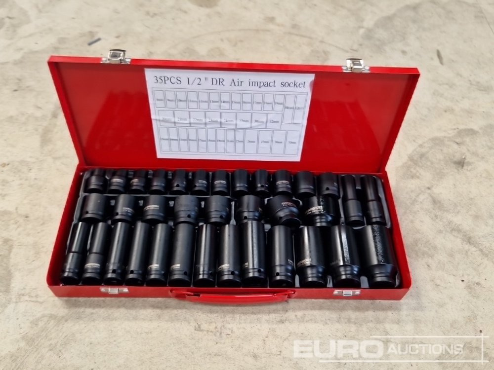 Unused 35 Piece 1/2" Drive Air Impact Socket Set, Steel Case - Оборудване за гаражи/ Работилници: снимка 2 Unused 35 Piece 1/2" Drive Air Impact Socket Set, Steel Case - Оборудване за гаражи/ Работилници: снимка 2