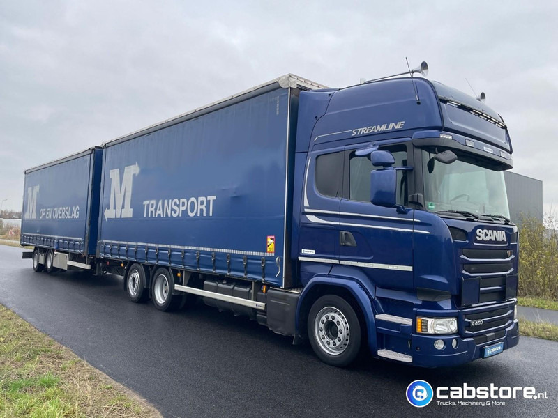 Scania R450 LB6X2MLB Euro 6 - Bouwjaar 2016 - Topline - Doorlaad-volume combi+ Wecon Middenas aanhangwagen - Good condition - Камион с брезент: снимка 1 Scania R450 LB6X2MLB Euro 6 - Bouwjaar 2016 - Topline - Doorlaad-volume combi+ Wecon Middenas aanhangwagen - Good condition - Камион с брезент: снимка 1