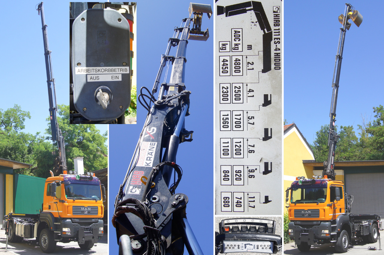 Камион с кабелна система, Камион с кран MAN TGA 18.360 BL 4x4/Euro4/TÜV/HIAB 111/MULTILIFT/Winterdienst: снимка 12