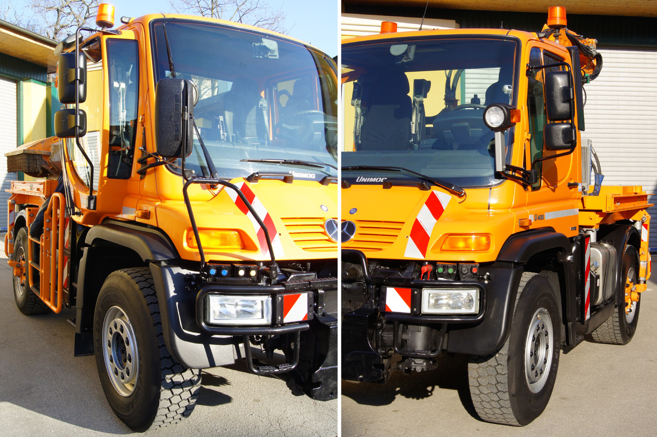 Самосвал камион MERCEDES-BENZ Unimog U 400/Hydrostat/Mähtür +MULAG MHU 800: снимка 8
