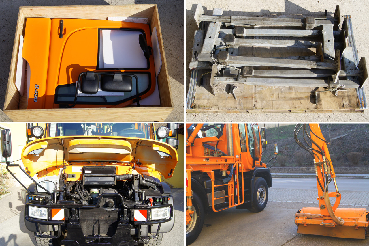Самосвал камион MERCEDES-BENZ Unimog U 400/Hydrostat/Mähtür +MULAG MHU 800: снимка 11