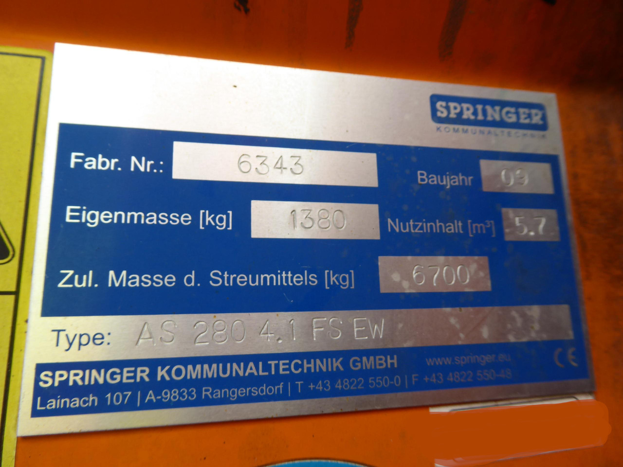 SPRINGER AS 280/Unimog U400 U500/4m³ Feuchtsalzstreuer/Salzstreuer/Streuer - Машина за разпръскване на сол/ Пясък: снимка 5 SPRINGER AS 280/Unimog U400 U500/4m³ Feuchtsalzstreuer/Salzstreuer/Streuer - Машина за разпръскване на сол/ Пясък: снимка 5