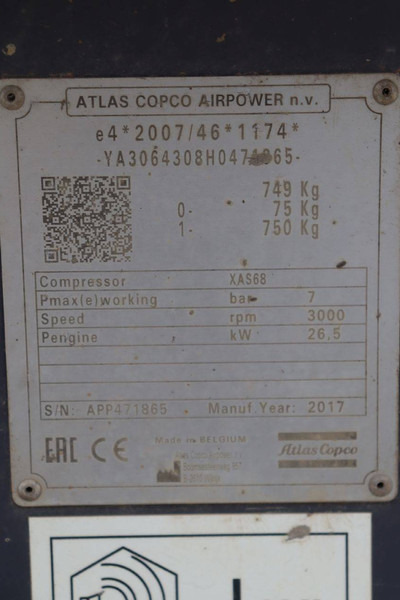Компресор за въздух Atlas-Copco XAS68: снимка 18
