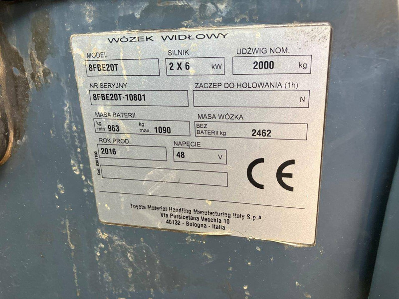 Електрокар Toyota 8FBR20T: снимка 16