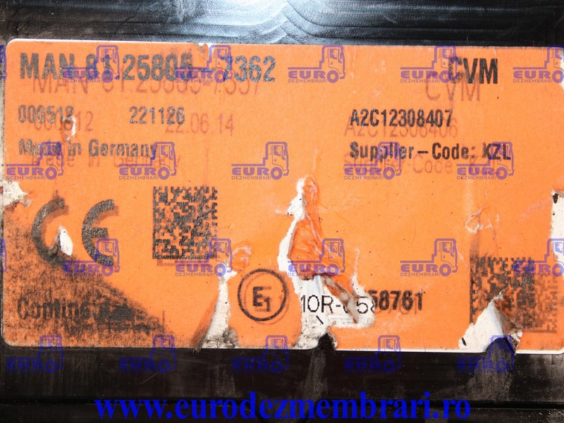 CALCULATOR CVM BASIC BV1 I2 MAN TGX TG3 81.25805.7362 - Блок за управление за Камион: снимка 2 CALCULATOR CVM BASIC BV1 I2 MAN TGX TG3 81.25805.7362 - Блок за управление за Камион: снимка 2