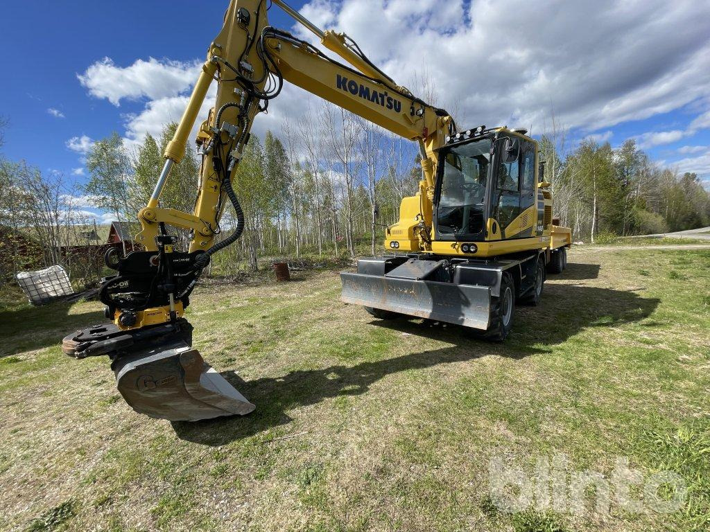 Komatsu PW 148 med vagn - Колесен багер: снимка 1 Komatsu PW 148 med vagn - Колесен багер: снимка 1