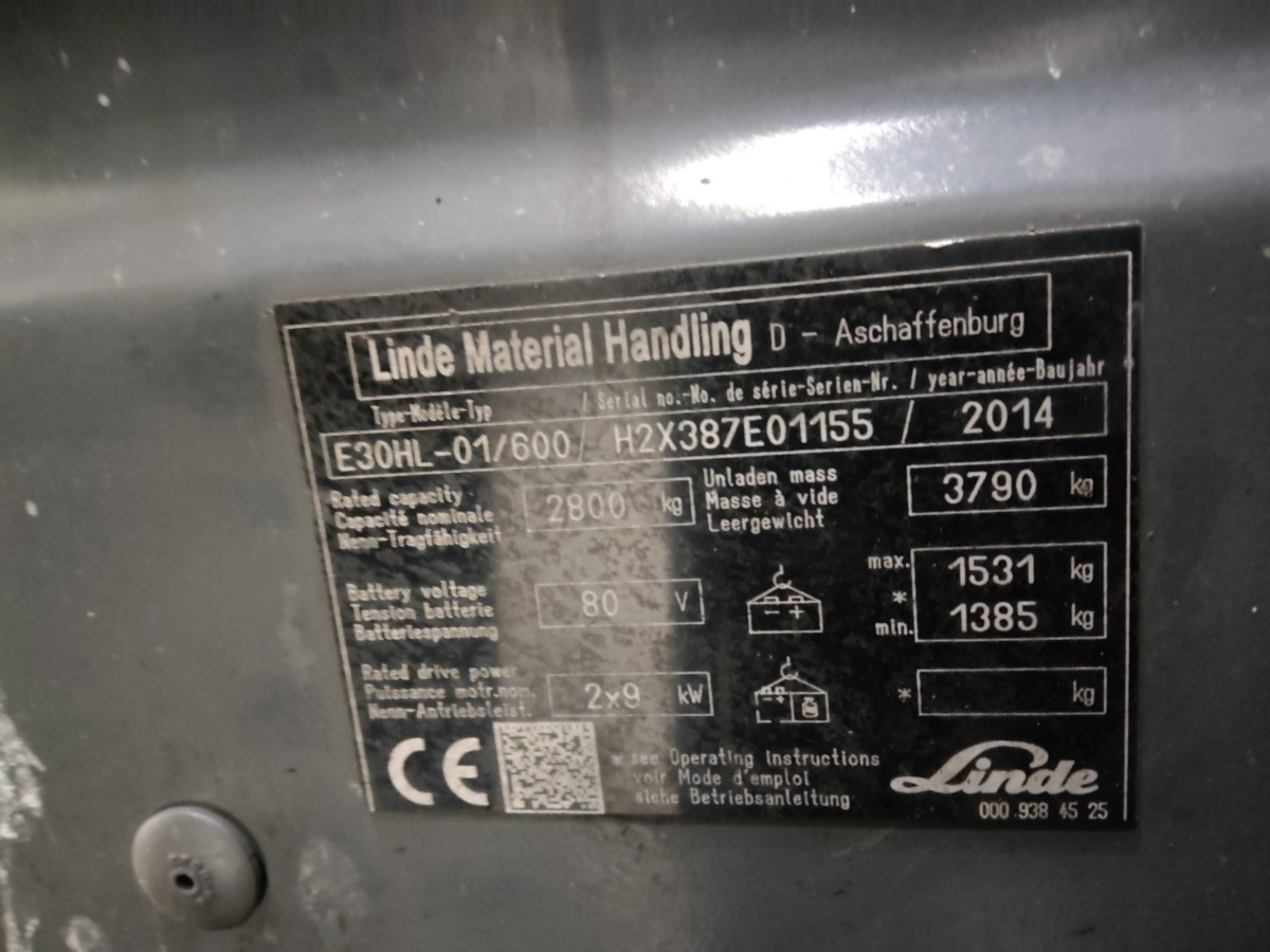 Linde E30HL-01/600 - Електрокар: снимка 5 Linde E30HL-01/600 - Електрокар: снимка 5