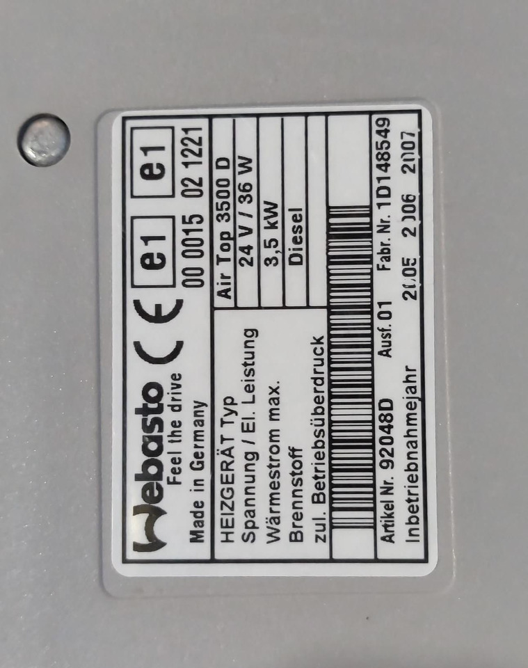 Sirocou Webasto Air Top 3500/5000 - Отопление/ Вентилация за Камион: снимка 4 Sirocou Webasto Air Top 3500/5000 - Отопление/ Вентилация за Камион: снимка 4