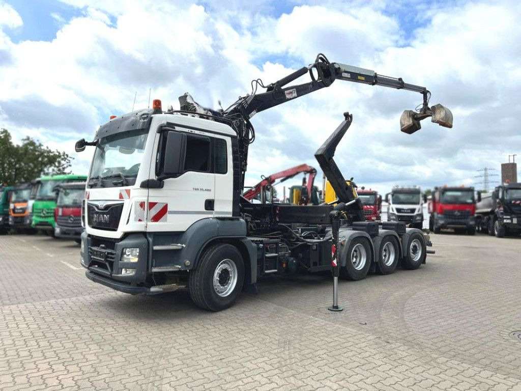 MAN TG-S 35.480 8x4 BL Abrollkipper mit Kran Penz-15 - Мултилифт с кука камион, Камион с кран: снимка 1 MAN TG-S 35.480 8x4 BL Abrollkipper mit Kran Penz-15 - Мултилифт с кука камион, Камион с кран: снимка 1
