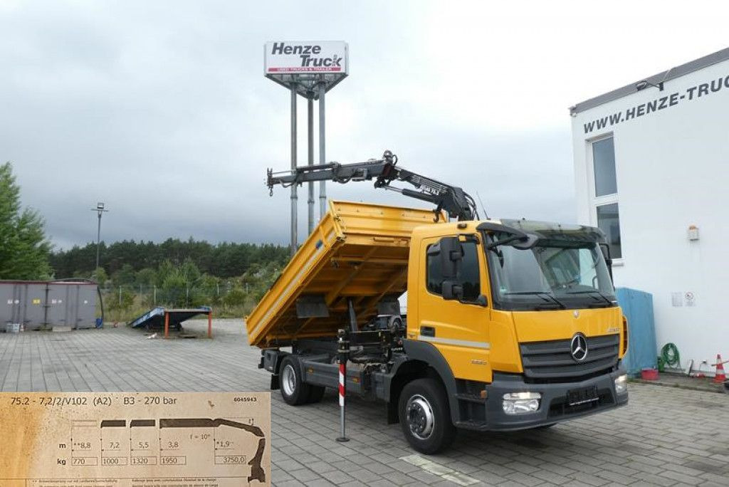 Mercedes-Benz Atego 1224 K 2-Achs Kipper Kran 2x Hdr Ausschub - Самосвал камион, Камион с кран: снимка 1 Mercedes-Benz Atego 1224 K 2-Achs Kipper Kran 2x Hdr Ausschub - Самосвал камион, Камион с кран: снимка 1